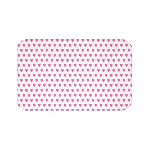 Preppy Watercolor Hearts Pink Bath Mat Plush White 34W X 21H Etsy