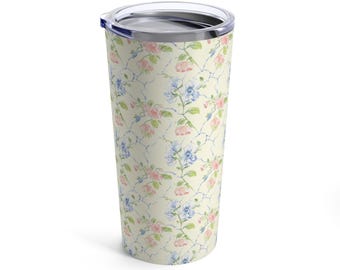 Pink Floral Tumbler: Romantic Flower Pattern, 20oz Drinkware
