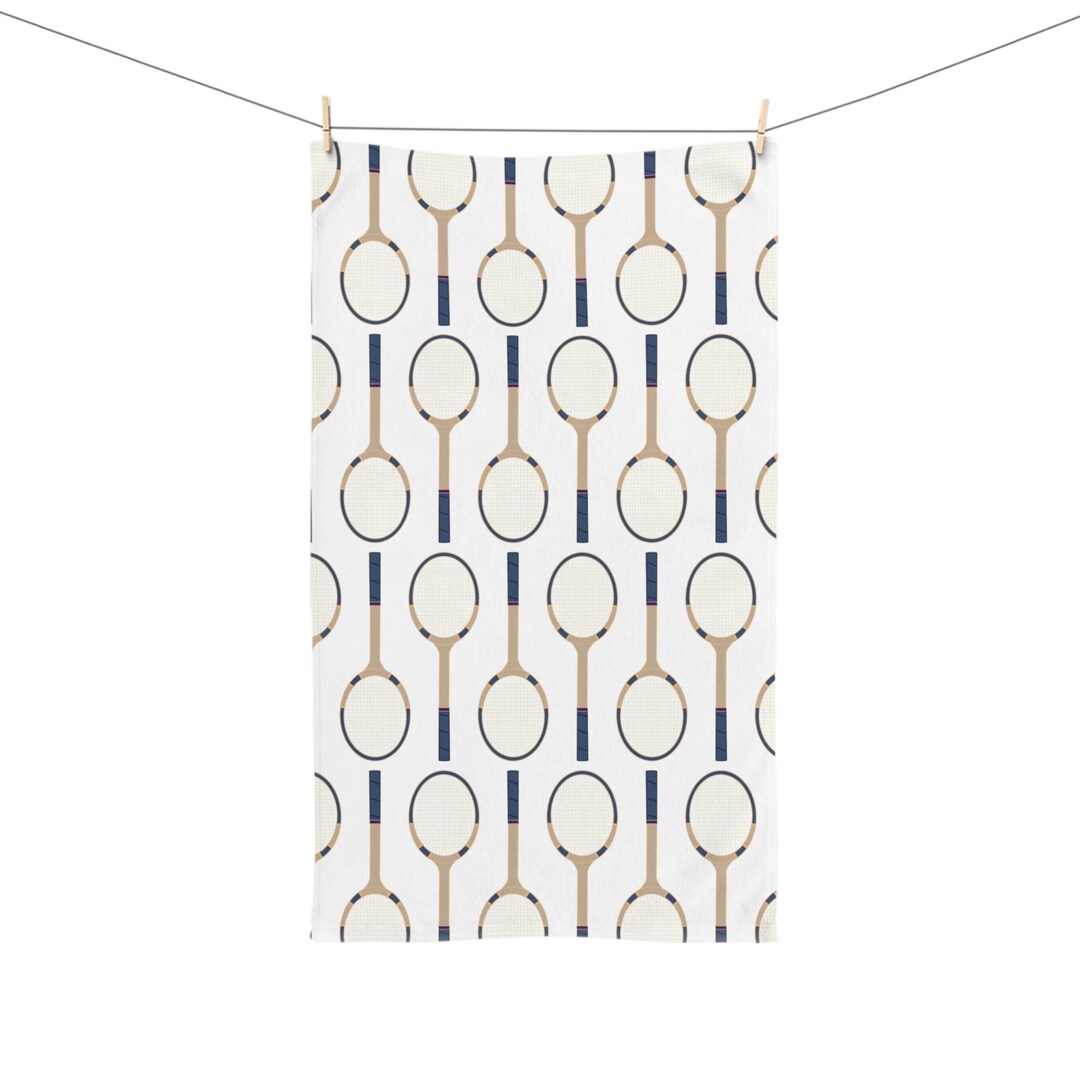 Hand Towel, Vintage Tennis Racket Hand Towel for Preppy Bathroom in ...