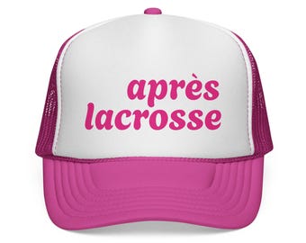 après lacrosse Trucker Cap | Hot Pink Script Lacrosse Hat