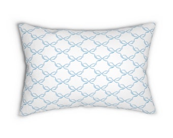 Decorative Lumbar Bow Pillow with insert , 14" X 20", watercolor Bows, Preppy Dorm, Bedroom, Living Room  inspired