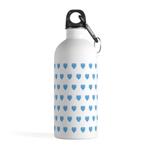 Preppy Watercolor Hearts in Blue Stainless Steel Water Bottle