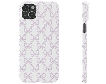 Preppy Bow Print, Coquette lavender, lilac, soft purple, loveshackfancy inspired, preppy print Phone Case, all iPhone 15 14 Plus Pro Max 13