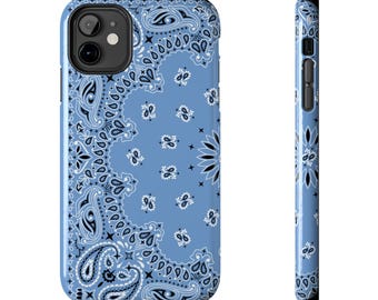Blue Bandana Paisley Print Phone Case | Tough Phone Case, Double Layer