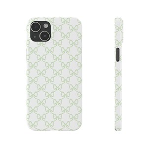 Preppy Bow Pattern Print, Coquette sage lime green, loveshackfancy inspired, preppy print Phone Case Slim, all iPhone 15 14 Plus Pro Max 13 image 2