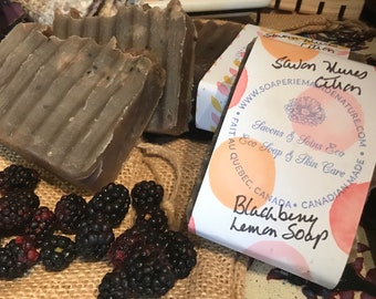 Two Blackberry  &  Lemon Vegan Soap, palm oil free soap, all natural soap, soap with real fruit