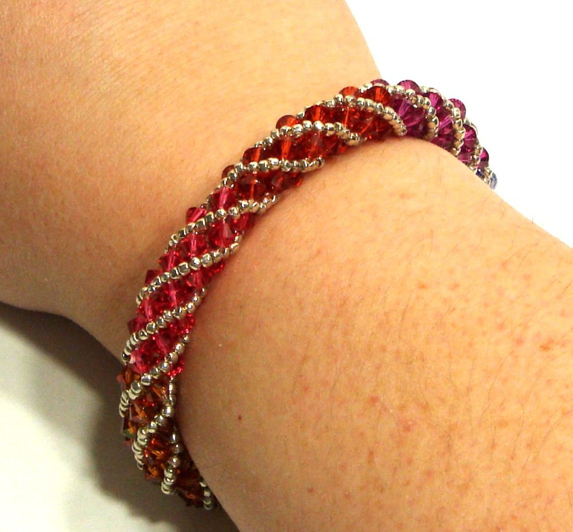 Swarovski Crystal Bracelet, Heat, Spiral Bead Weaving Etsy