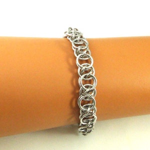 Chainmaille Jewellery, Acute Helm bracelet, silver image 5