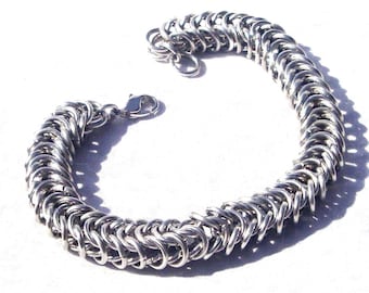 Chainmaille Jewellery, Box Chain Chainmail Bracelet, Shiny Aluminum Jump Rings