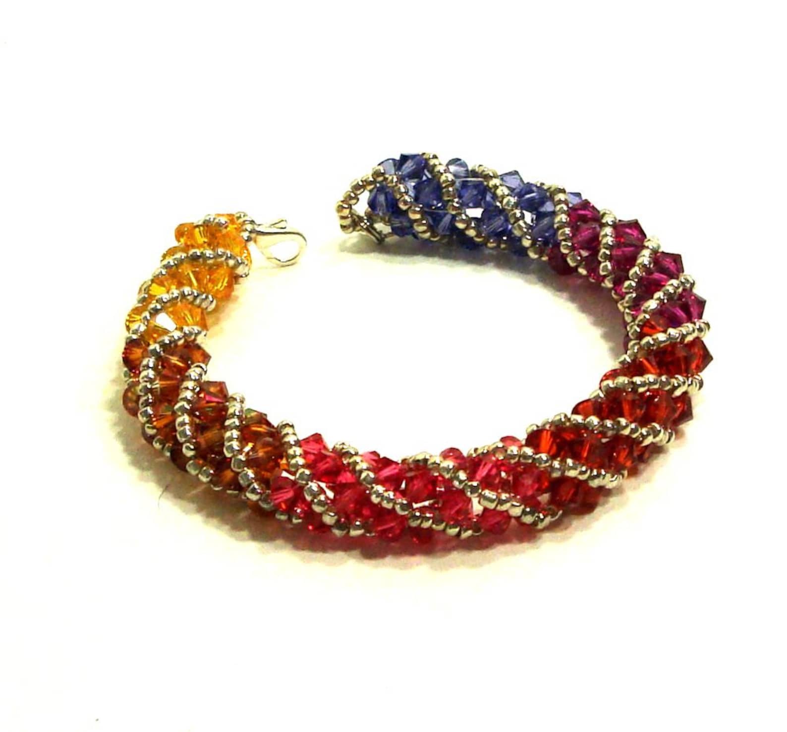 Swarovski Crystal Bracelet, Heat, Spiral Bead Weaving Etsy