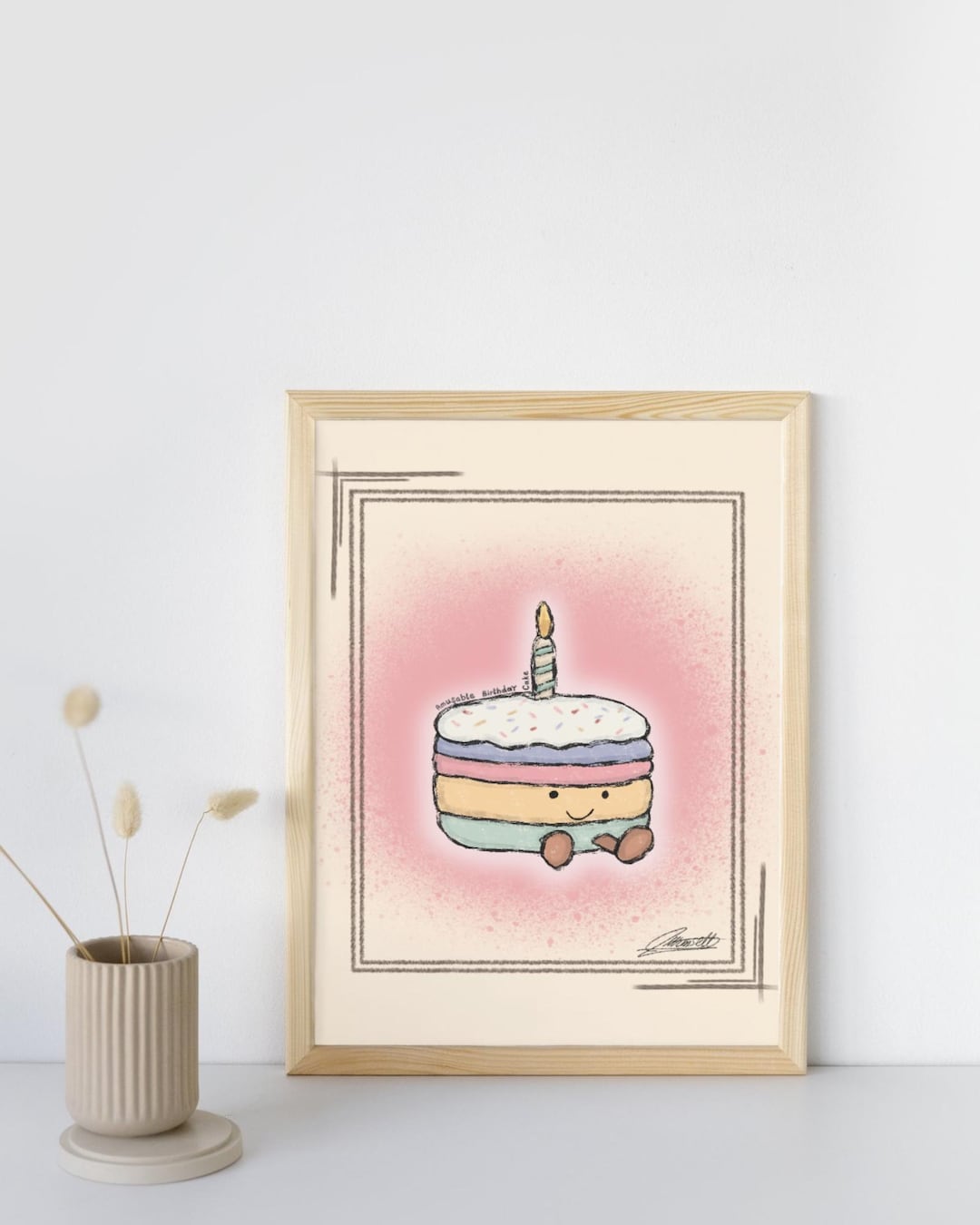 Jellycat Amusable Birthday Cake Poster Print | Minimalist Cute Art ...