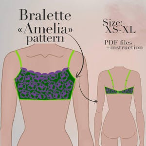 Bra pattern pdf  | Lingerie sewing pattern pdf  | Bra sewing pattern | Bralette sewing pattern | PDF Instant Download Size XS-XL | Pattern