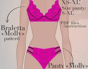 Classic Lace Lingerie Set Sewing Pattern | Lingerie Sewing Pattern | Bra and Panties Set | DIY Lingerie Set | PDF Pattern for Sewing