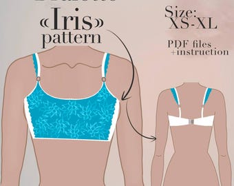 Patrón de costura de bralette / Patrón de costura de lencería en PDF / Descarga instantánea en PDF / Patrón de lencería / Patrón de sujetador de lencería en PDF / Lencería de mujer