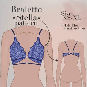 Bralette Sewing Pattern |  Bra Lingerie Sewing Pattern | PDF Instant Download | Bralette pattern XS-XL | Lace bra | Lingerie sewing pattern