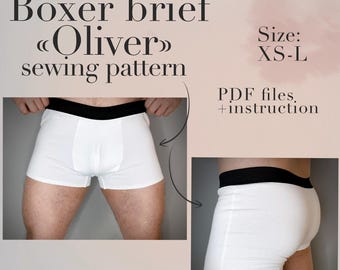 Men’s Boxer Briefs Sewing Pattern PDF | Men Underwear Pattern | Boxer Briefs Pattern with Instructions | Digital Download | Sewing pattern