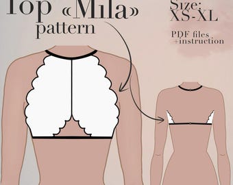 Patrón de costura para sujetador superior / Lencería tipo bralette (XS-XL) (Patrón PDF)