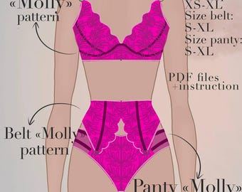 DIY Lingerie Set | Lace Bra, Garter belt and Panties with Sewing Pattern | Handmade Underwear Kit| Luxury Lingerie Set | Create Lingerie pdf