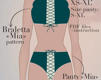 Lingerie sets pattern | Lingerie sew pattern | Lace panty sewing pattern | Lace bralette sewing pdf | Lingerie pdf | Instant download pdf