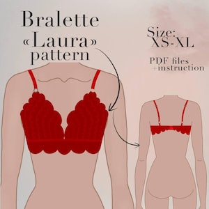 Bralette sewing pattern | Lingerie pattern pdf | Bralette lace pattern | Size xs-xl | Instant digital Pdf sewing pattern | Lace bra pattern