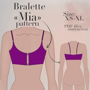 Bralette sewing pattern | Bralette pattern pdf | Lingerie patterns | Size XS-XL | Instant digital download pdf sewing patterns in English