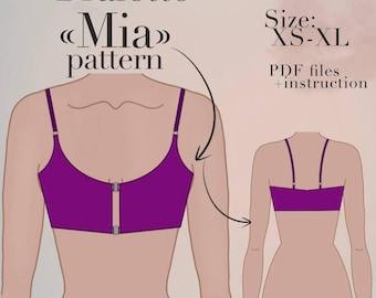 Bralette Sewing Pattern | Lingerie PDF Pattern, Size XS-XL (Digital Download)