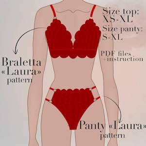 Ensemble brassière et culotte | Couture de lingerie | Patron de soutien-gorge pdf | Téléchargement instantané | Taille XS-XL Patron de lingerie | Lingerie facile à coudre femme