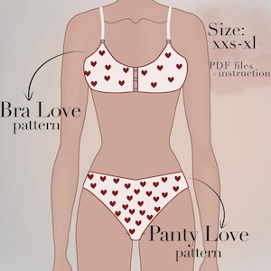 Lingerie set sewing bra and panty/Digital PDF Easy lingerie sewing/Pattern set/Size XXS_XL/Patterns for women/Lingerie pattern sewing