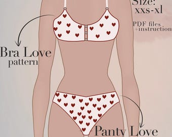 Lingerie Set Sewing Pattern (XXS-XL) Easy Bra & Panty - Digital PDF