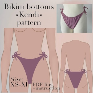PDF Swimsuit Pattern DIY / Swimwear pdf pattern / Bikini  Summer Sewing Pattern / Tie Kit Bikini Bottoms patterns / Bikini bottom patterns