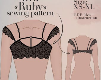 Lace Bralette Sewing Pattern PDF | Strappy Bra Pattern with Instructions | Lingerie Sewing Pattern | Digital Download | Lingerie pattern pdf