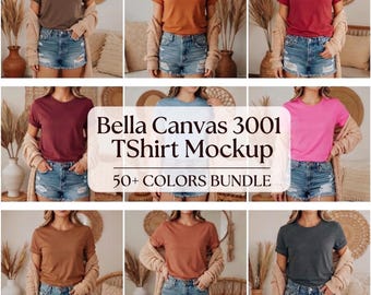 Bella Canvas 3001 Mockup Bundle: 50+ Colors, Model Shirt Mockups (Digital Download)