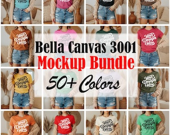 Bella Canvas 3001 Mockup Bundle: 50+ Colors, Model Shirt Mockups (Digital Download)