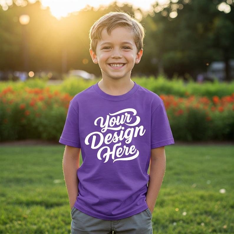 Gildan 5000B Kids T-shirt Mockup Bundle: 34 Colors, Boy Model (JPEG ...
