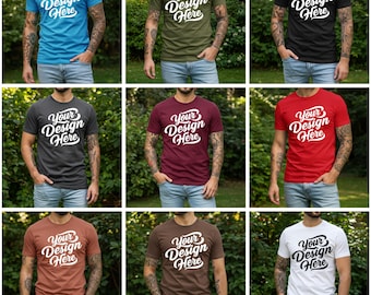Bella Canvas 3001 T-Shirt Mockup Bundle: Boho Lifestyle, Male Model (Digital Download)