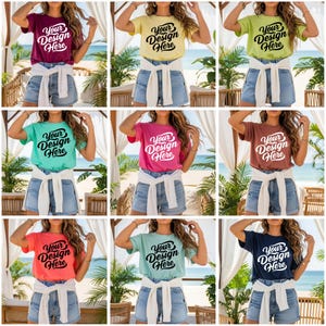 Comfort Colors 1717 Mockup Bundle: Boho Oversized Shirt, 50+ Colors (JPEG Digital Download)