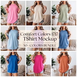 Comfort Color 1717 Mockups mit über 50 Farben, T-Shirt-Mockup-Bundle, Comfort Colors 1717 Bundle, POD-Mockup, Boho-Ästhetik T-Shirt CC Mockup-Bundle