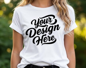 Bella Canvas 3001 White T-Shirt Mockup, White T-Shirt Mockup, 3001 Bella Canvas, Model White T-Shirt, Bella Canvas White T-Shirt Mockup