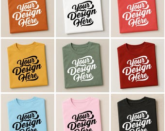 Comfort Colors Mockup Bundle | Comfort Colors Mockup | 24 Color Boho Folded Shirt Mockups | 1717 Mockup | Comfort Colors 1717 Flatlay