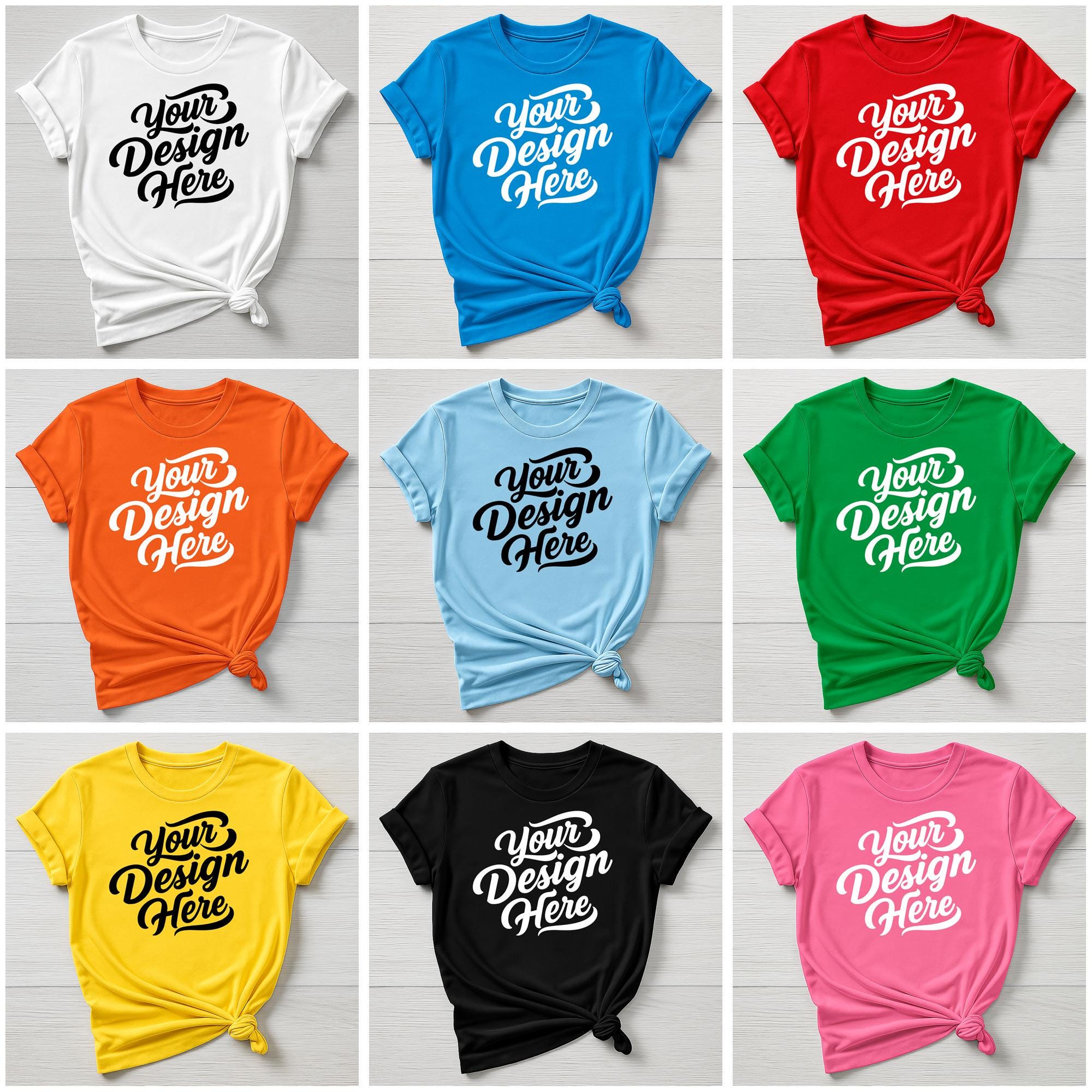 Gildan 64000 Mockups | Flatlay T-Shirt Mockup Bundle | 40+ Colors | Unisex & Women Tee | Realistic JPGs for POD | Plain Tee Display