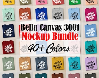 Bella Canvas 3001 Mockup Bundle: 40+ Folded T-Shirt Mockups (JPG Digital Download)