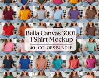 Bella+Canvas 3001 Mockup Bundle | 40+ Colors, Boho Style (Digital Download)
