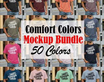 Comfort Colors C1717 T-Shirt Mockup Bundle: 50 Colors, Real Model Shirt Mockups (Digital Downloads)