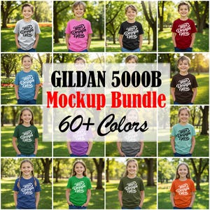 Gildan 5000B Kids T-Shirt Mockup Bundle: 60+ Colors (JPEG Digital Download)