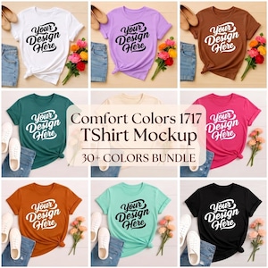 Comfort Colors 1717 Mockup Bundle: POD T-Shirt Flatlays (Digital Download)