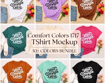 Comfort Colors 1717 Mockup Bundle: POD T-Shirt Flatlays (Digital Download)