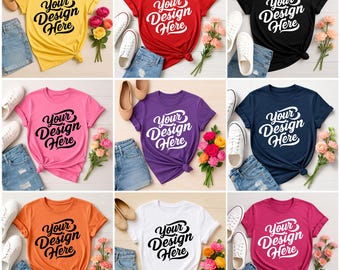 40+ Gildan 64000 T-Shirt Mockup Bundle G640 T Shirt Mockup Modern Boho Stylish TShirt Mockup 640 Shirt Mockup Spring Summer Tee Mockup