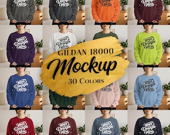 Sudadera Gildan 18000 (30 colores) (Descarga instantánea)