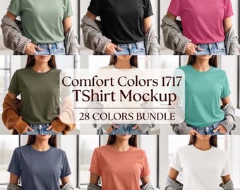 Comfort Colors 1717 T-Shirt Mockup Bundle | Boho Unisex Tee (Digital Download)