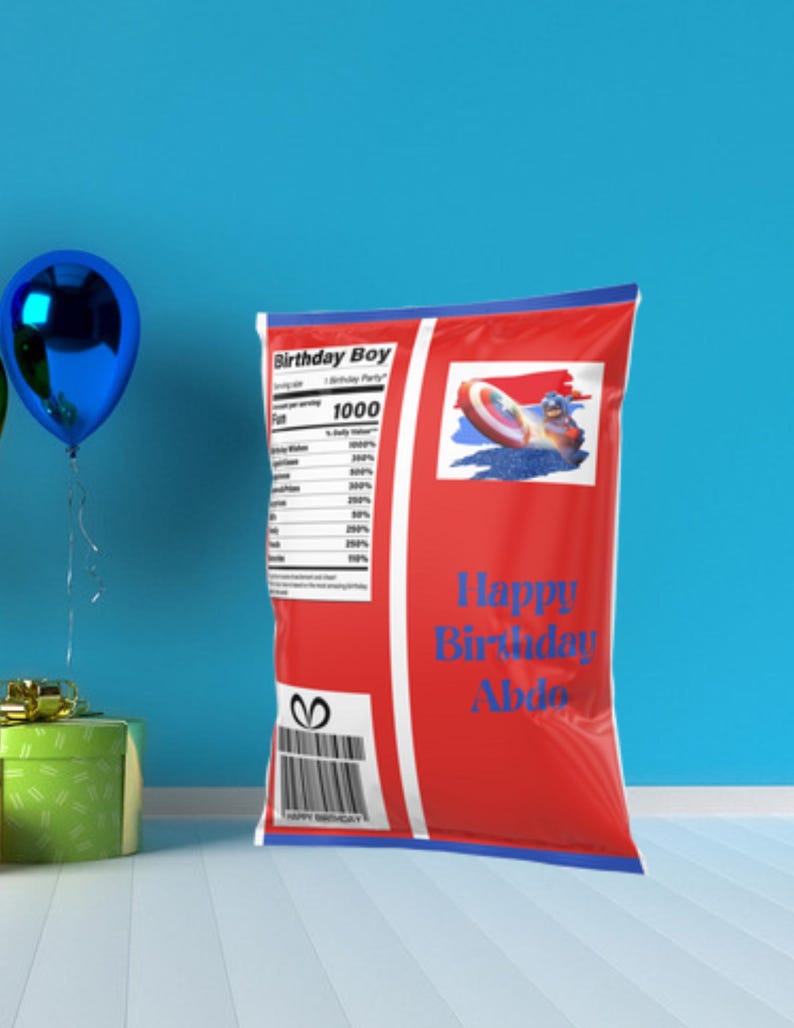 Bolsas de chips personalizadas del Capitán América: regalos de fiesta de cumpleaños imagen 3